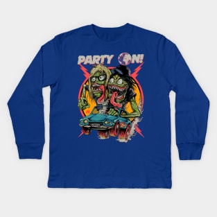 "PARTY ON!" BLUE Kids Long Sleeve T-Shirt